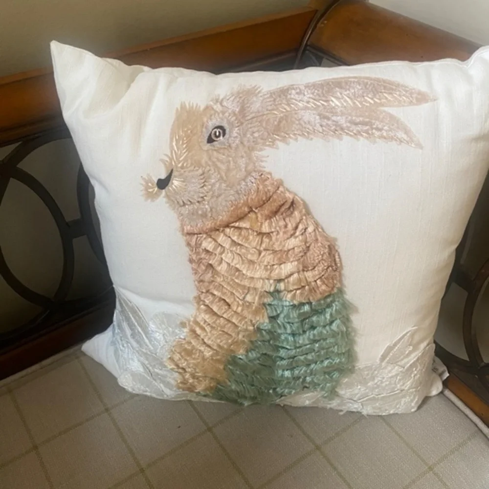 Karen Nicol Embroidered Wintertime Pillow